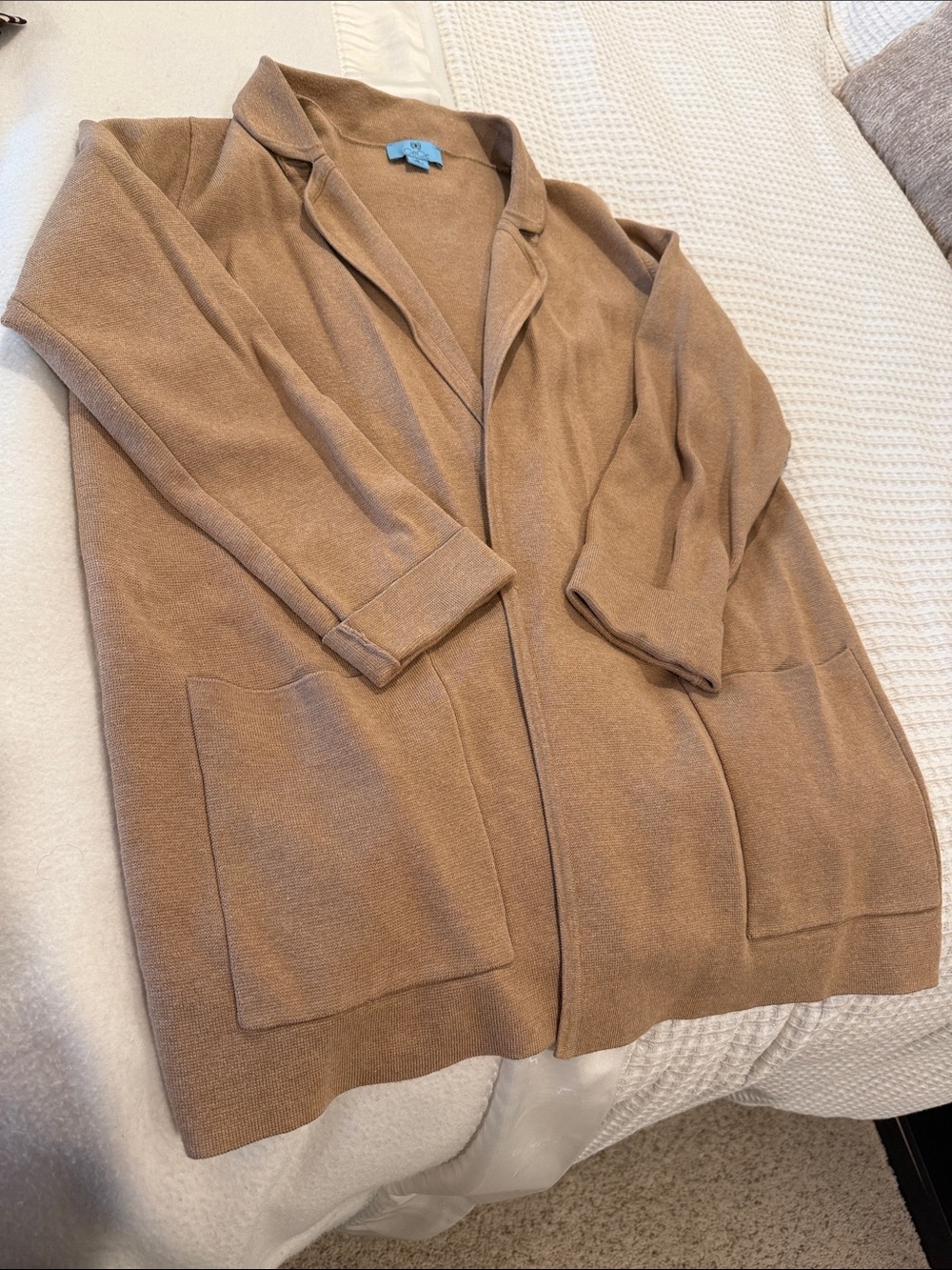 CeCe Camel Open-Front Pocket Cardigan